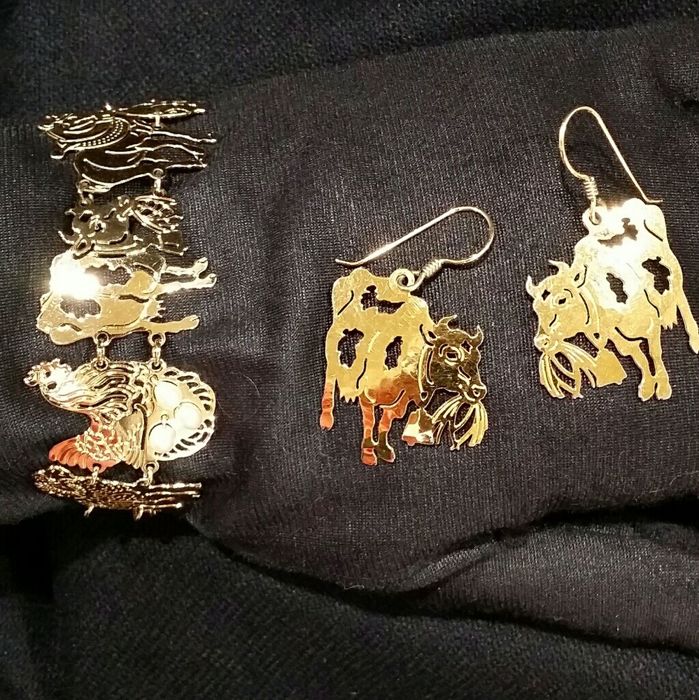 Bracelet & Earrings Barnyard Animals